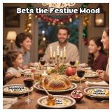 TSJLIKI 48PCS Rosh Hashanah Disposable Plates and Napkins Sets - Jewish New Year Decorations for Dinner Party