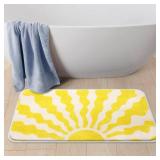 Culudea Sun Sunshine Retro Bathroom Mat Non-Slip Bath Rug Microfiber Soft Plush Boho Yellow Abstract Carpets Floor Mat Machine Wash Dry for Home Tub and Shower Bathroom Decor