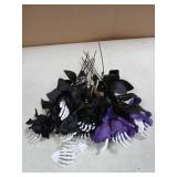 Tigeen 12 Pcs Black Faux Rose Artificial Flowers with Skull Skeleton Hand Purple Flower Bouquets Black Eucalyptus Leaves Branches Set Fake Rose