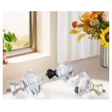 TONIAL Curtain Rods 32 to 86 Inch(2.6 to 7.2 ft), Telescoping Splicing 3/4 Single Rods for Windows 54 to 82 Inch(4.5 to 6.8 ft) Decorative Drapery Rod with Acrylic Diamond Finial, Nickel