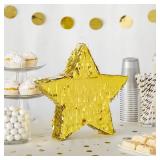 Sparkle and Bash Gold Star Pinata - 13 x 13 x 3 In, Gold - Birthday Pinata for Baby Shower, Gender Reveal & Mexican Theme Party Decorations