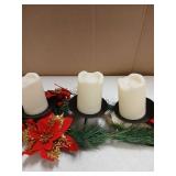 Christmas Decor Battery Operated Candles on Holder