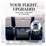 SO~MINE Airplane Pocket Organizer | Tray Table Cover | In Flight Seat Back Organizer Bag | Commuter Essential Travel Bag | Media Pouch For Flying | Travel Gift | Attaches To Luggage | Charcoal/Cobalt