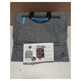 SO~MINE Airplane Pocket Organizer | Tray Table Cover | In Flight Seat Back Organizer Bag | Commuter Essential Travel Bag | Media Pouch For Flying | Travel Gift | Attaches To Luggage | Charcoal/Cobalt