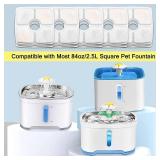 Cat Water Fountain Filters,8 Pack Replacement Filter Fit for Top Square 84oz/2.5L Cat Pet Fountain, 3 Filtration System