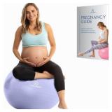 ProBody Pilates Pregnancy Ball - Yoga Ball for Pregnancy with Book, Prenatal, Labor & Postnatal Maternity Exercise (Lilac, 75 cm)