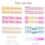 6 Packs (144 Pcs) Press On Nails Medium, Misssing Short Fake Nails Glue On Nails Almond Set