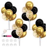 TONIFUL 4 Set Black Gold Balloon Centerpieces for Table,Balloon Stand Kit for Black Gold Party Decor 40th 50th 60th 70th Birthday Decorations Halloween Anniversary Graduation Decorations 2025