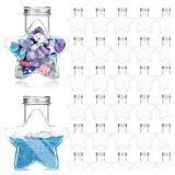 Yinkin 30 Pcs 5.5 oz Star Sand Art Bottles Plastic Clear Sand Bottles with Lids Candy Jars for DIY Craft Party Decoration(Aluminum Lid)