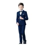 YuanLu Baby Boys Navy Blue Formal Suits Slim Fit Ring Bearer Outfit 5T Suit for Toddler Boys Kids Wedding Guest Tuxedo Suit