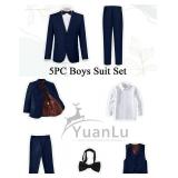 YuanLu Baby Boys Navy Blue Formal Suits Slim Fit Ring Bearer Outfit 5T Suit for Toddler Boys Kids Wedding Guest Tuxedo Suit