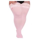 Neoviancia Plus Size Thigh High Stockings Women Sheer Lace Top Stay Up Pantyhose 55D Lingerie Thigh Highs