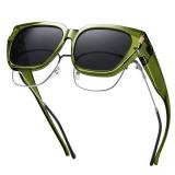 HAOLOTA Polarized Fit Over Glasses Sunglasses for Women Men Trendy Square Wrap Around Shades UV Protection