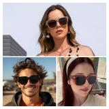 HAOLOTA Polarized Fit Over Glasses Sunglasses for Women Men Trendy Square Wrap Around Shades UV Protection