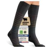 3 pair Iambamboo Merino Wool Compression Socks for Women Men, 15-20 mmHg Graduated, Soft & Breathable for Nurses, Running Athletic, Travel, Pregnancy S/M (Red&Yellow&Blue)