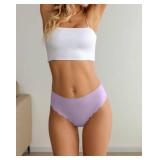 Dawnrole Seamless Thongs for Women No Show Underwear Breathable Stretch Wave Edge Panties 6 Pack, Medium