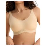 Seamless Jelly Bras for Women - Full Coverage Wireless Bra with Support and Lift for Older, Plus Size Padded Bra No Underwire Skin M