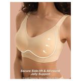 Seamless Jelly Bras for Women - Full Coverage Wireless Bra with Support and Lift for Older, Plus Size Padded Bra No Underwire Skin M