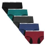 Nalwort Womens Period Underwear Menstrual Period Panties Postpartum Cotton Panties 5 Pack (as1, alpha, s, regular, regular, Color-01)
