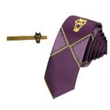 DJMANMENGG Kira Yoshikage Cospaly Tie Anime JoJo Merch Bizarre Adventure Tie For Unisex Tie Clip (Zipper style (Purple)