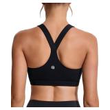 RUNNING GIRL Sports Bras for Women, Molded Cup High Impact Black Sports Bra Workout Bras for Women High Support Racerback(WX3046 Black XL)