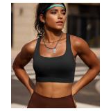 RUNNING GIRL Sports Bras for Women, Molded Cup High Impact Black Sports Bra Workout Bras for Women High Support Racerback(WX3046 Black XL)