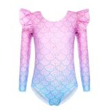 Arshiner Girls Gymnastics Leotards Ruffle Long Sleeve Shimmer Ballet Unitard Dancewear for 3-10 Years