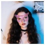 Fuguibadn Adults Mirror Mask Shiny Disco Bar Party Prom Ball Mask Glitter Masquerade Face Mask Cover Costume Accessory (07-Pink, One Size)