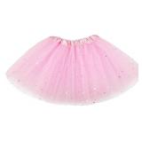 Girls Pink Tutu Classic Elastic 3 Layered Tulle Tutu for Toddler Girls, Pink Star,2-8 Years