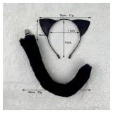 Xansema Women Furry Fox Cat Ear Headband and Tail Set Halloween Party Cosplay Costume (Cat-Pink, One Size)