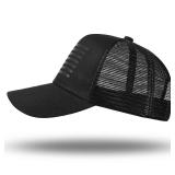 American Flag Trucker Hat - Snapback Hat, Baseball Cap for Men Women - Breathable Mesh Side, Adjustable Fit - for Casual Wear Black/Black