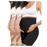 Peauty Maternity Shapewear for Dresses & Baby Showers - Maternity Underwear & Shorts Over Belly (Nude, Black L)