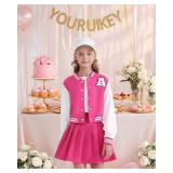 YOURUIKEY Girls Skirt Set Outfits Long Sleeve Sweatshirt and Pleated Skirts Back to School Sweatsuits Fall Clothes Size 13-14Y