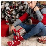 Jecery 24 Pair Mens Christmas Holiday Fuzzy Socks Bulk Winter Warm Fluffy Slipper Socks Soft Plush Xmas Gifts for Adult Men Size 10-13