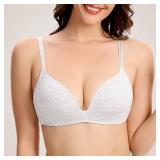 Eleplus 3 Pieces Lightly Lined Wireless Bras for Women Comfy Plunge T Shirt Bra Pack (Mixcolor2,34B) (STOCK COLORS NOT EXACT)