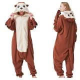 CUTTUECD Adult Sea Otter Onesie Halloween Costume - Cozy Animal Pajamas One-Piece Cosplay Suit for Women and Men, Medium