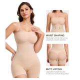 CtriLady Strapless Shapewear Bodysuit for Women Tummy Control Shapewear Seamless Full Body Shaper with Removable Straps(Beige, Large)