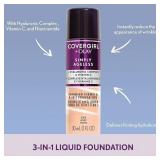 COVERGIRL & Olay Simply Ageless 3-in-1 Liquid Foundation, Matte Finish, Hyaluronic & Vitamin C Formula, 220 Creamy Natural, 1 Count