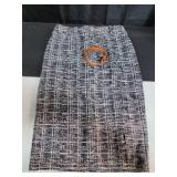 Kate Kasin Skirts for Women Black Tweed Pencil Skirt Knee Length Fall Skirt with Belt Wear to Work Skirt M