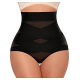 Werena Tummy Control Shapewear Panties for Women High Waisted Body Shaper Slimming Shapewear Underwear Girdle Panty(Black-smooth Fabric,Large)