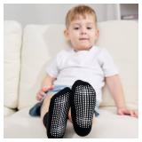 ZAPLES Baby Non Slip Grip Crew Socks with Anti Skid Soles for Infants Toddlers Kids Boys Girls, Assorted 12 Pack, 12-36 Months