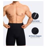TAILONG Mens Shapewear Tummy Control Underwear Compression Shorts Slimming Body Shaper Leg Boxer Briefs Black, M