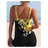 B2prity Tankini Swimsuits for Women Two Piece Bathing Suits Tummy Control Long Torso Tank Tops with Shorts, Large