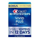 Crest 3D Whitestrips Vivid Plus, Teeth Whitening Strip Kit, 10 Treatments + 2 Bonus Treatments (Each with 1 Upper/1 Lower Strip), 24 Strips, 8 Levels Whiter, Teeth Whitening Kit (only 5 treatments inc