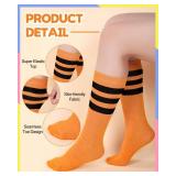 Breathffy 8 Pairs Kids Striped Tube Socks Cotton Knee High Colorful Retro Socks for Kid Boys Girls 6-10 Years(Neon Color)