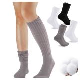 COOVAN Slouch Socks Women 4 Pairs Knee High Scrunch Cotton Soft Knit Cushion Extra Long Socks