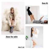 COOVAN Slouch Socks Women 4 Pairs Knee High Scrunch Cotton Soft Knit Cushion Extra Long Socks