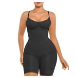 FeelinGirl Body Shaper Tummy Control Shapewear Plus Size Seamless Full Body Waist Trainer Hip Enhancer Bodysuit Back Support Black M/L