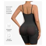 FeelinGirl Body Shaper Tummy Control Shapewear Plus Size Seamless Full Body Waist Trainer Hip Enhancer Bodysuit Back Support Black M/L