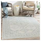 Veranda Dark Blue/Ivory 6 7  x 9  Traditional Indoor/Outdoor Rectangle Area Rug
